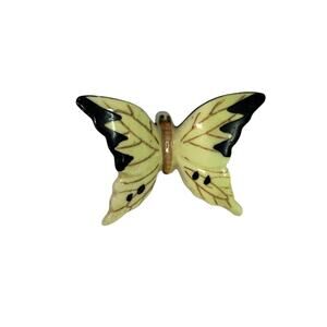 Vintage Japan Porcelain Butterfly Pinback 1.75" Handpainted